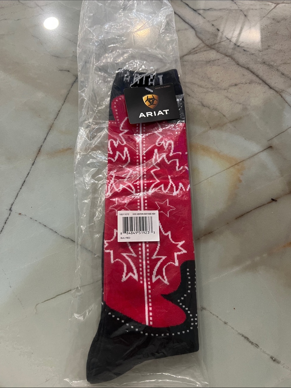 Ariat Red and Black Western Boot Crew Socks
